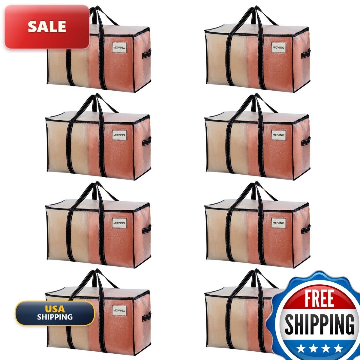 VENO 8 Pack Clear Moving Bags Heavy Duty Extra Large Storage Bags