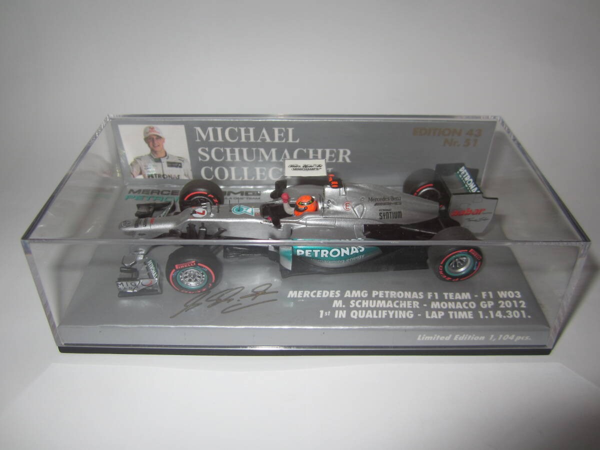 PMA Minichamps 1/43 Mercedes MGP W03 F1 Monaco GP Qualifying Michael Schumacher