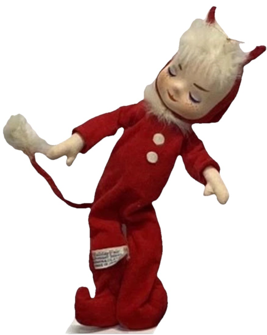 Vtg 1963 Holiday Fair Red Devil Pixie Elf Doll Lil Debbil W/ Tags Kitsch Japan