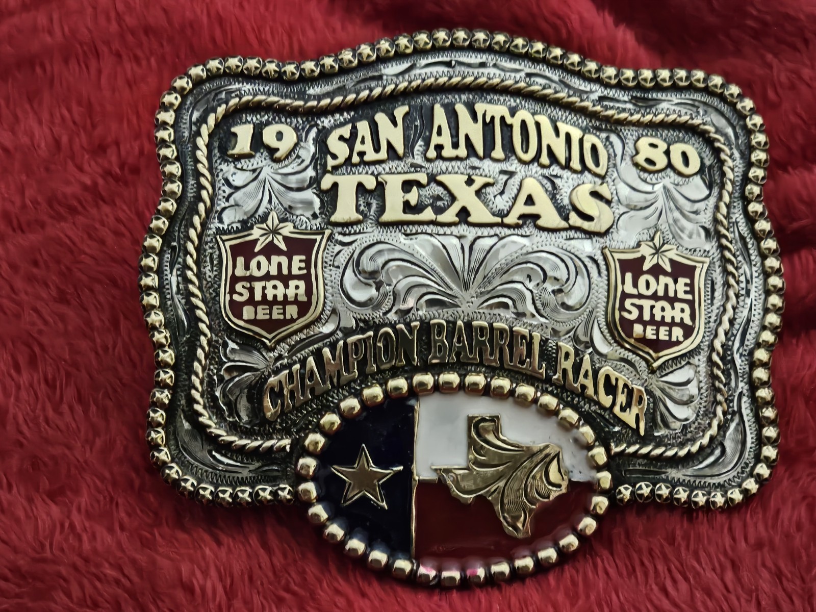 Lone Star Barrel Racer☆1980☆ RODEO X~TREME CHAMPION☆Texas☆TROPHY BUCKLE☆Rare☆T95