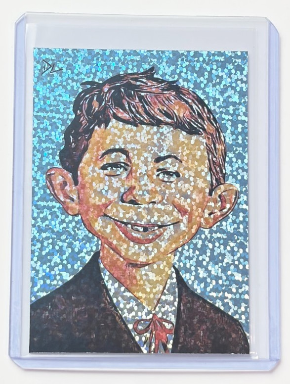 Alfred E. Neuman Edition Artist Signed “Mad Comics” Trading Refractor Card 1/1