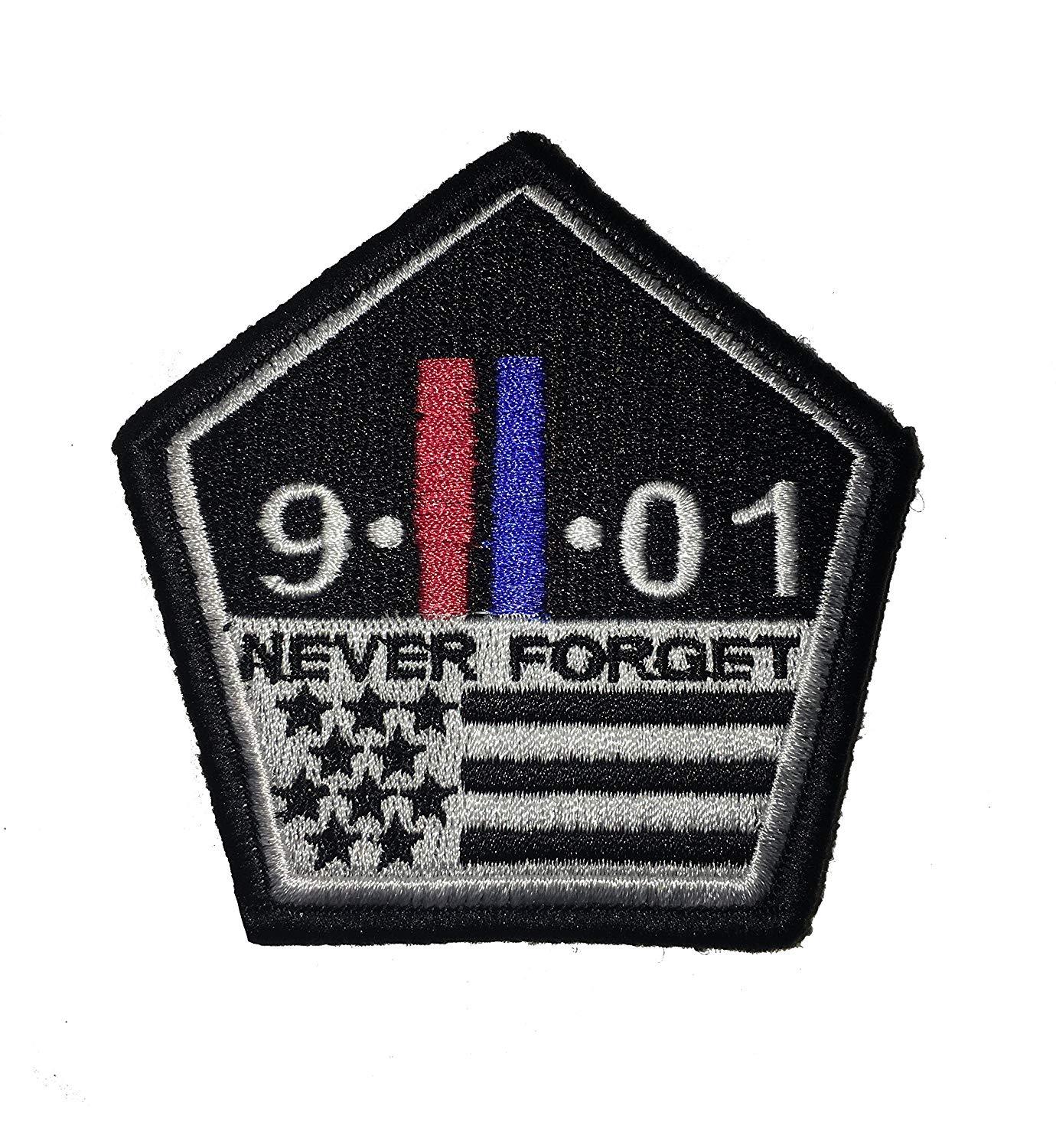 Thin Red and blue Line twin towers 9/11 Never Forget hook Morale Patch 3