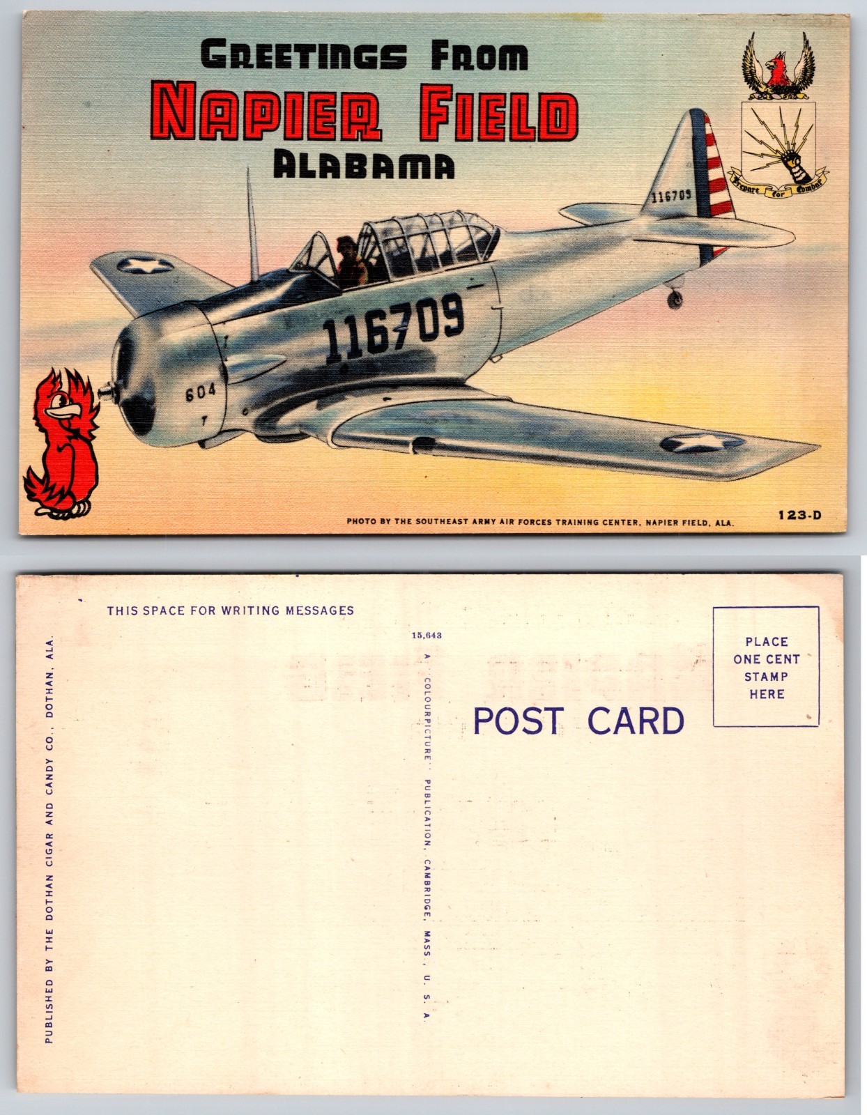 Napier Field Alabama Airplane Illustration Postcard