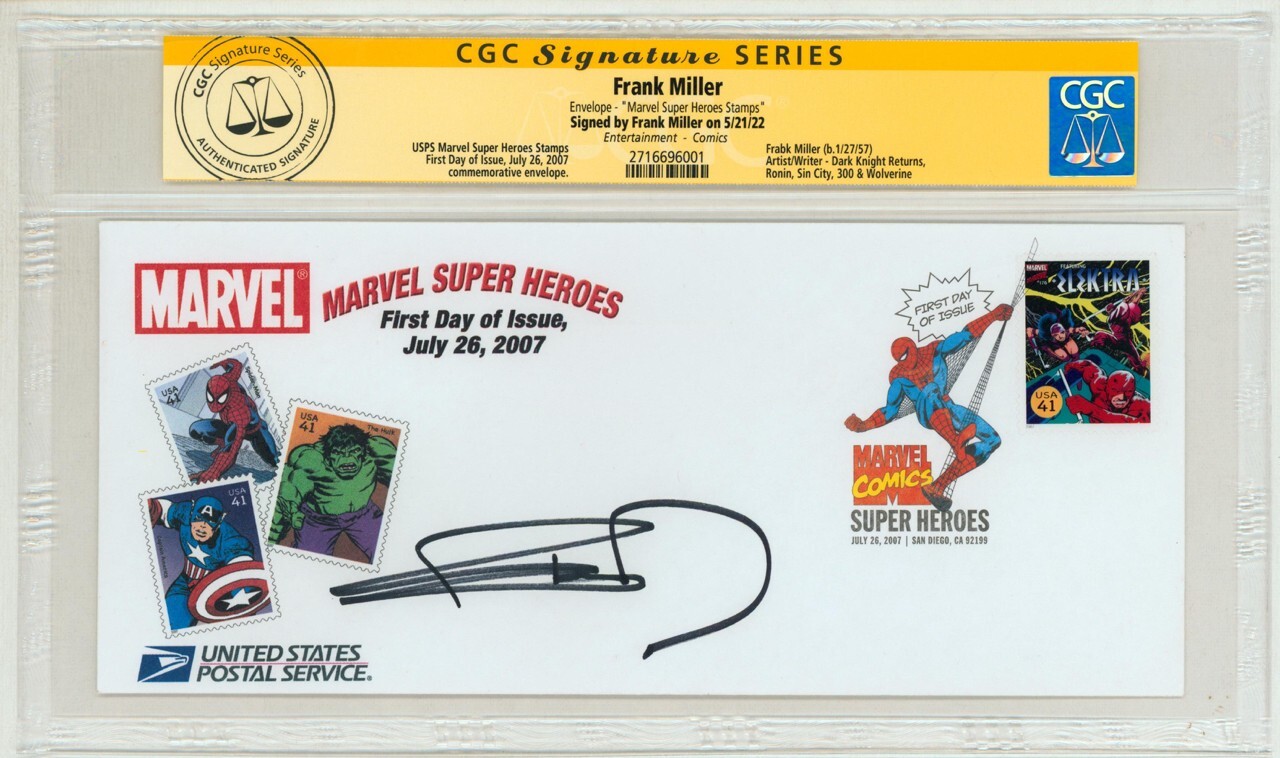 CGC SS Frank Miller SIGNED USPS FDI First Day Art Stamp ~ Daredevil #176 Elektra