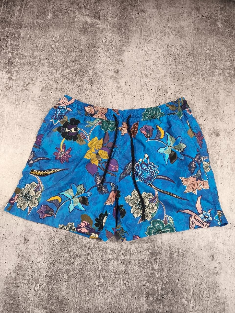 ETRO Men's Luxury Floral Print Swim Shorts Trunks Blue Size XL Made In Italy