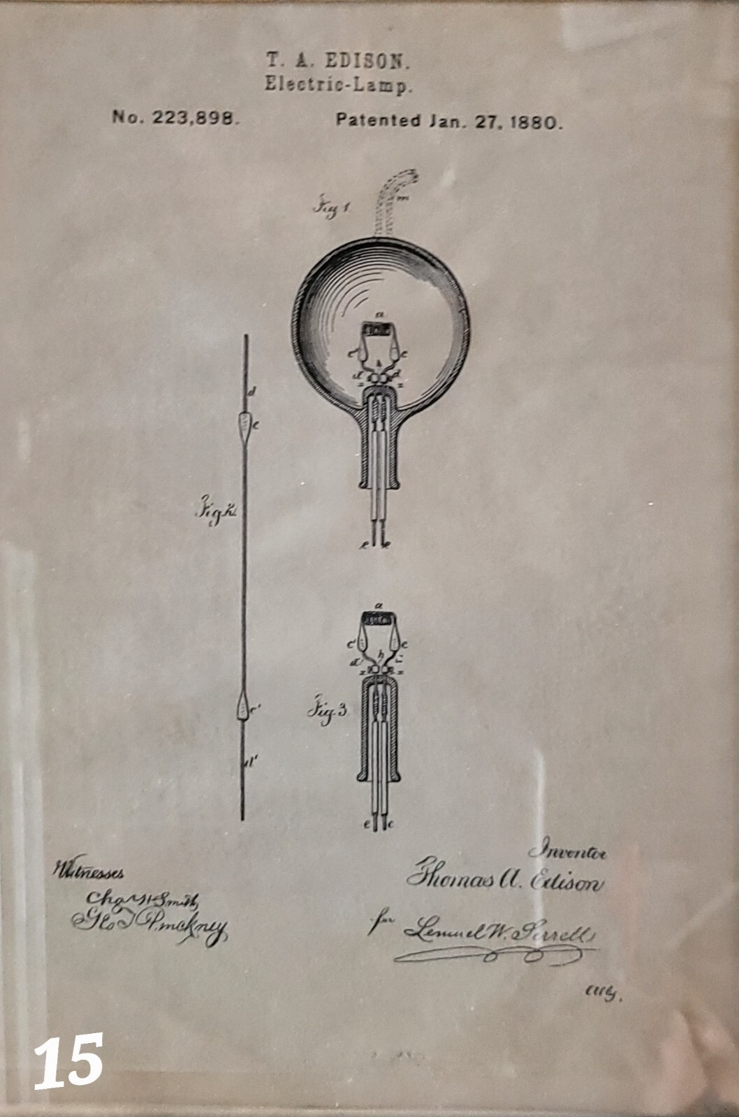 Brand: Posterazzi Edison Electric Lamp 1880 Npatent Drawing Dated 27 January 188