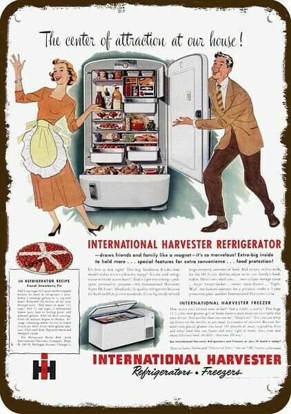 1949 INTERNATIONAL HARVESTER REFRIGERATOR Vnt-Look DECORATIVE REPLICA METAL SIGN