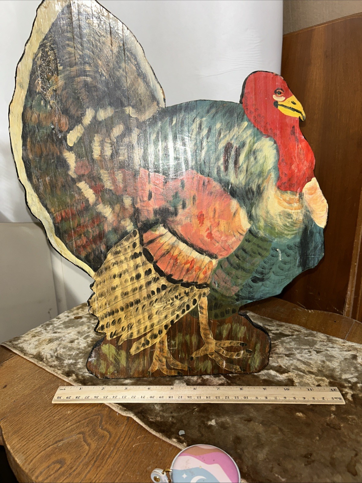 Vintage 1930s Hand Painted  Thanksgiving Tom Turkey Harvest Beautiful