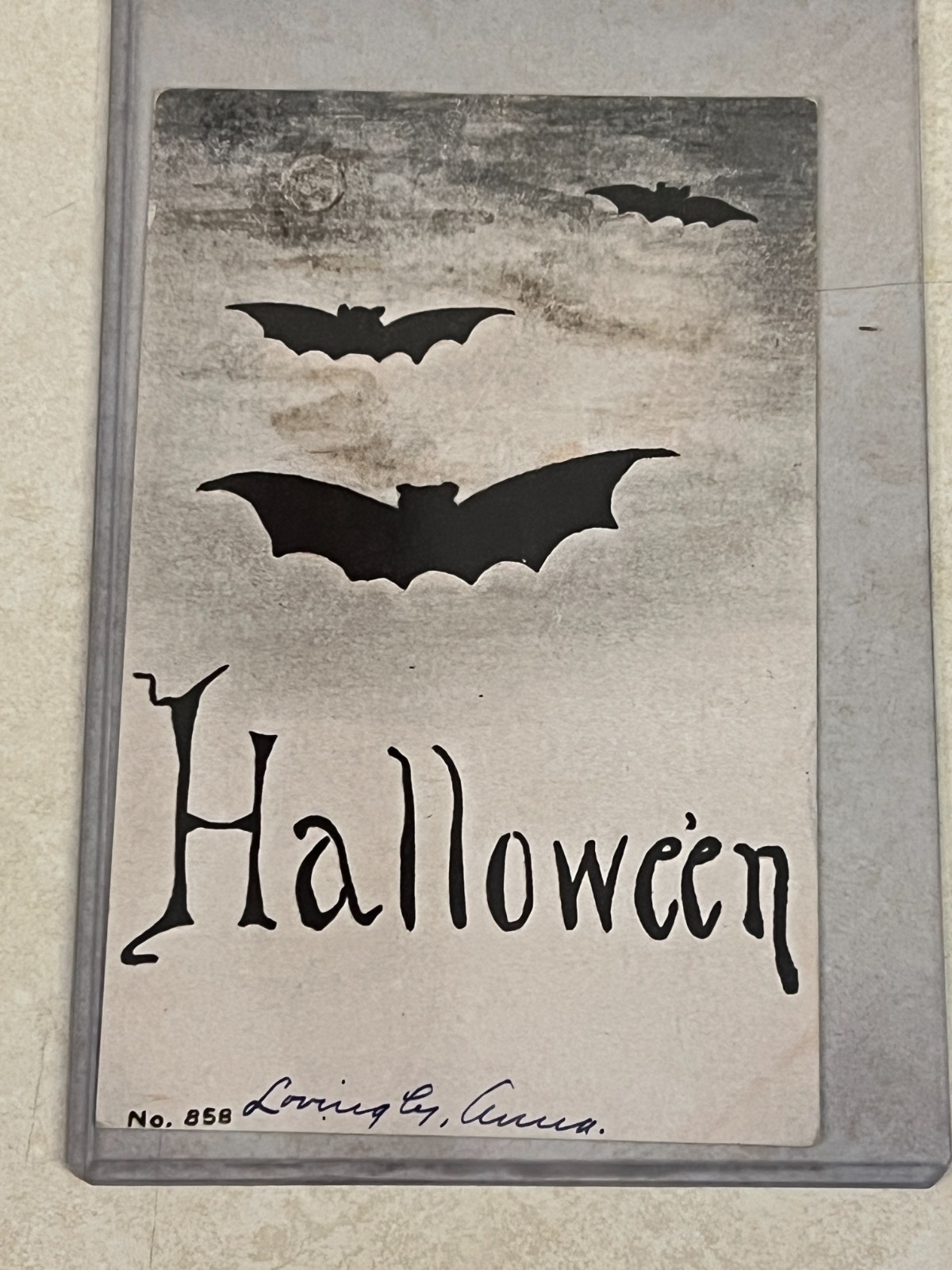 Vintage Owen #858 Halloween Postcard:  Bats