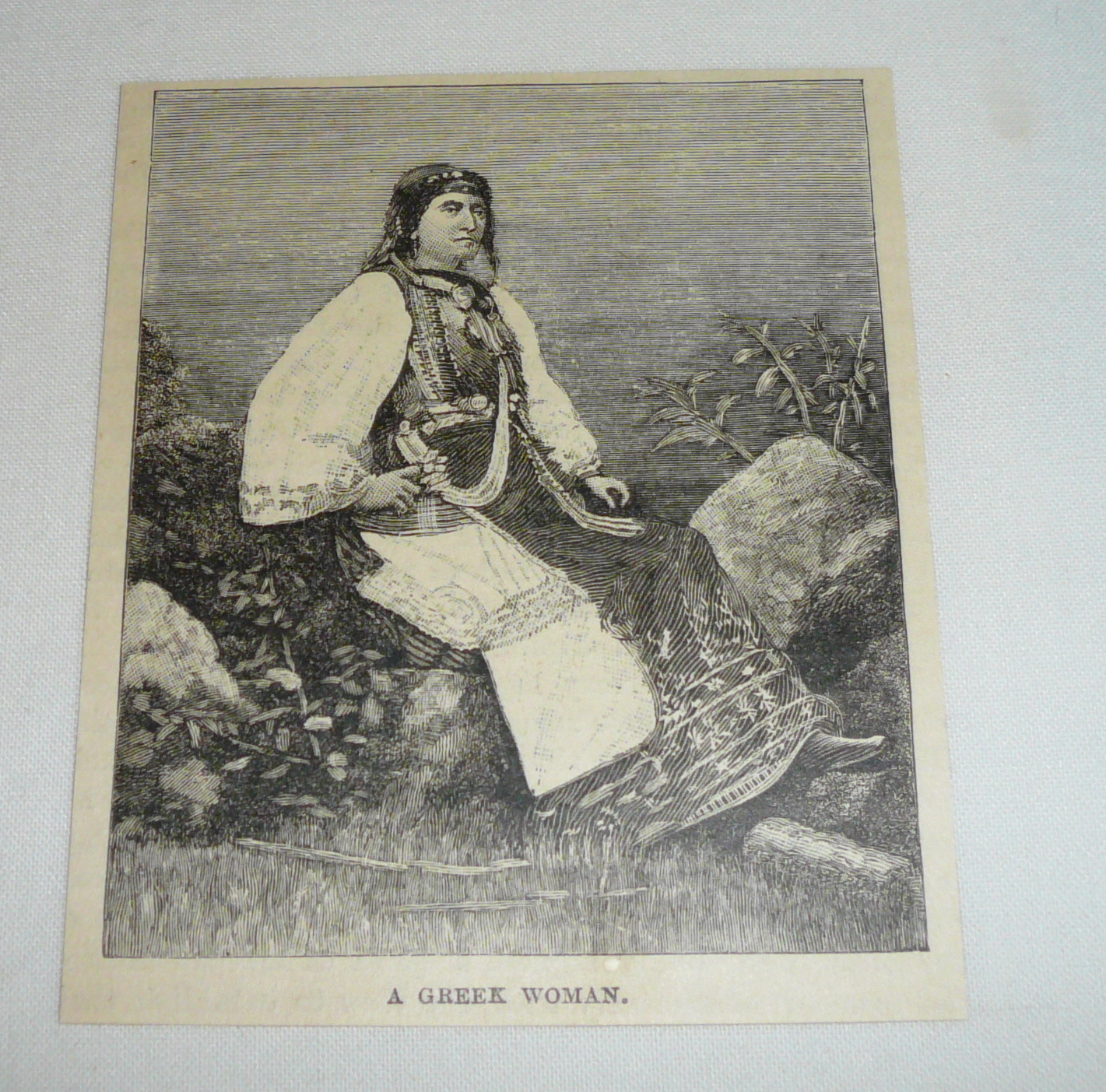 small 1887 magazine engraving ~ Greece GREEK WOMAN