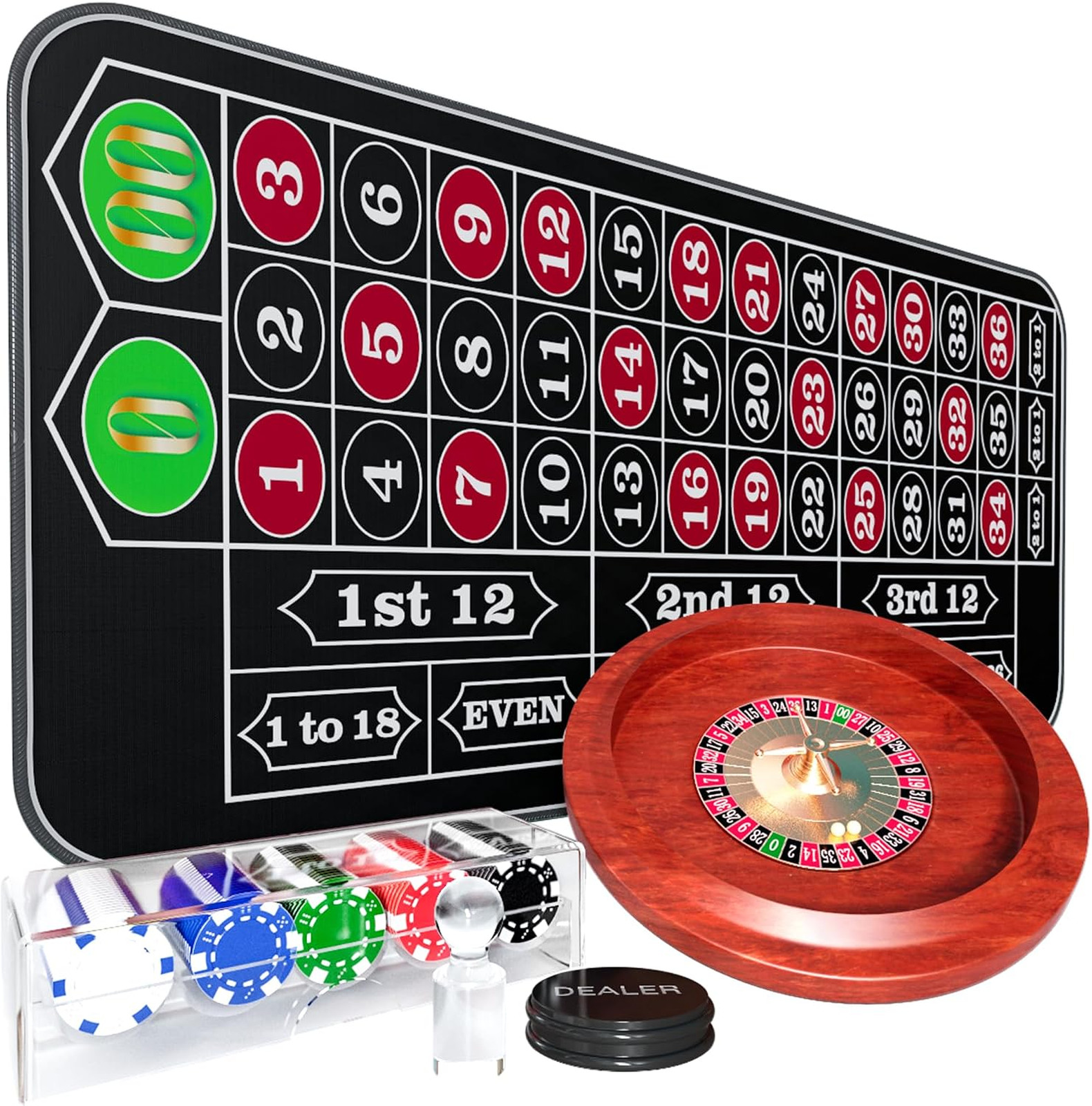 11 Inch Roulette Wheel Set for Adults with Rubber Roulette Table Mat 35\