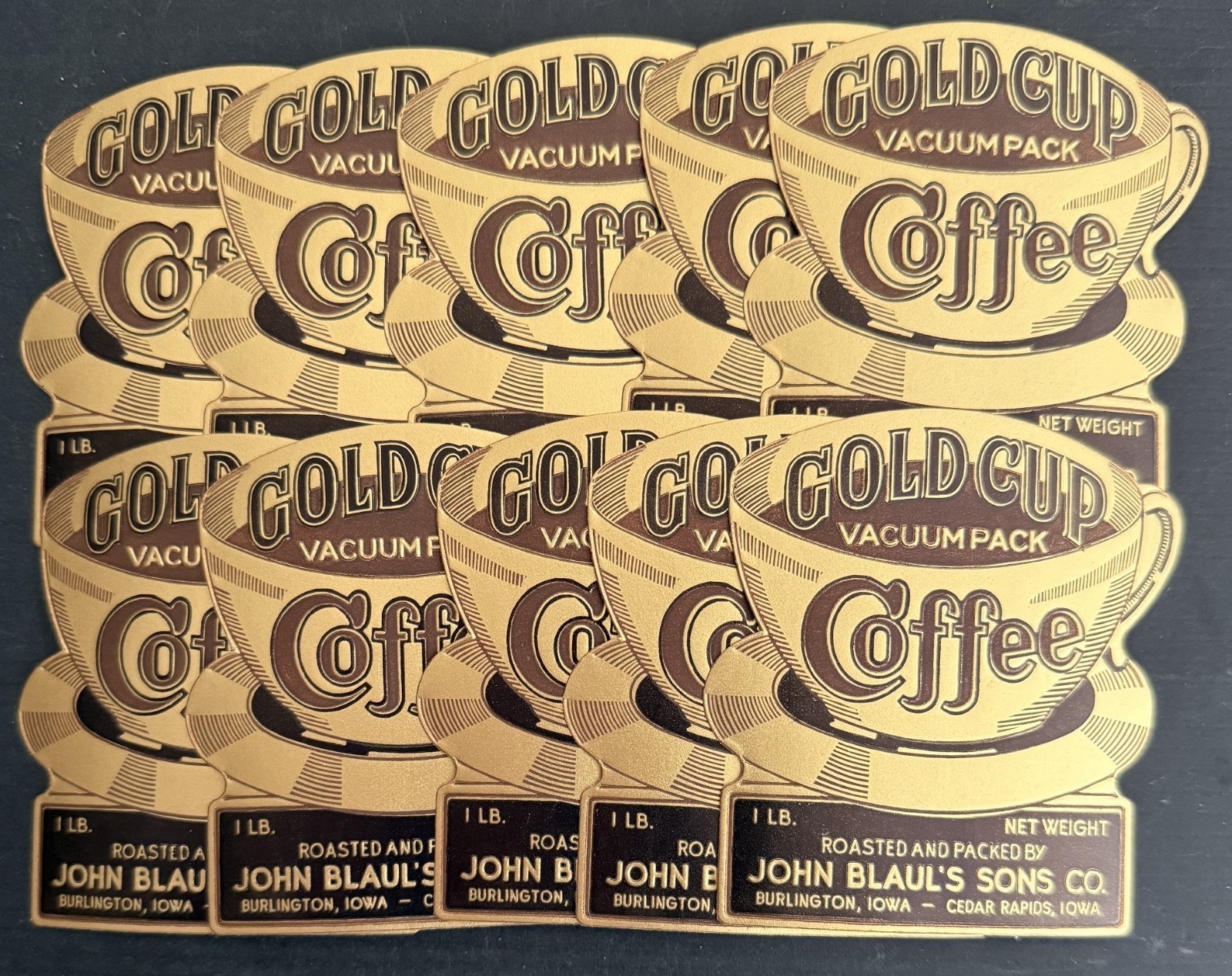 Vintage Lot of 10 Original Metallic Advertising Labels 