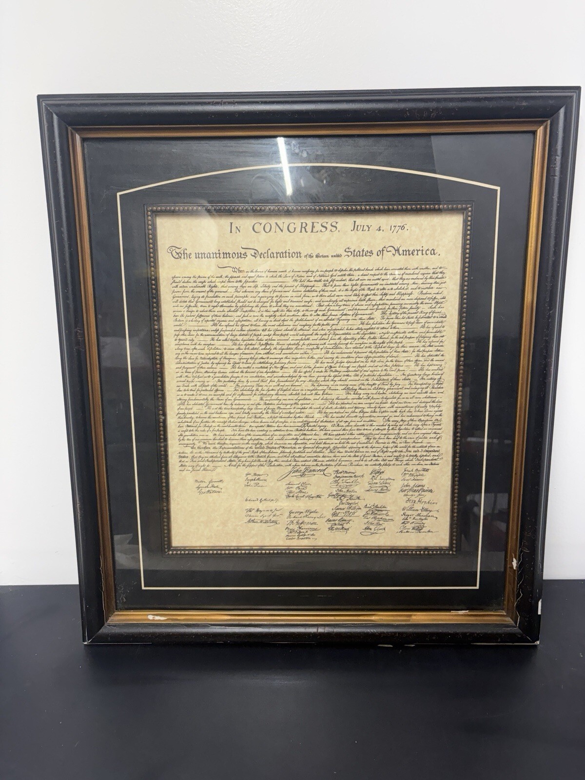 Declaration of Independence “In Congress, July 4, 1776” Framed Paper Print