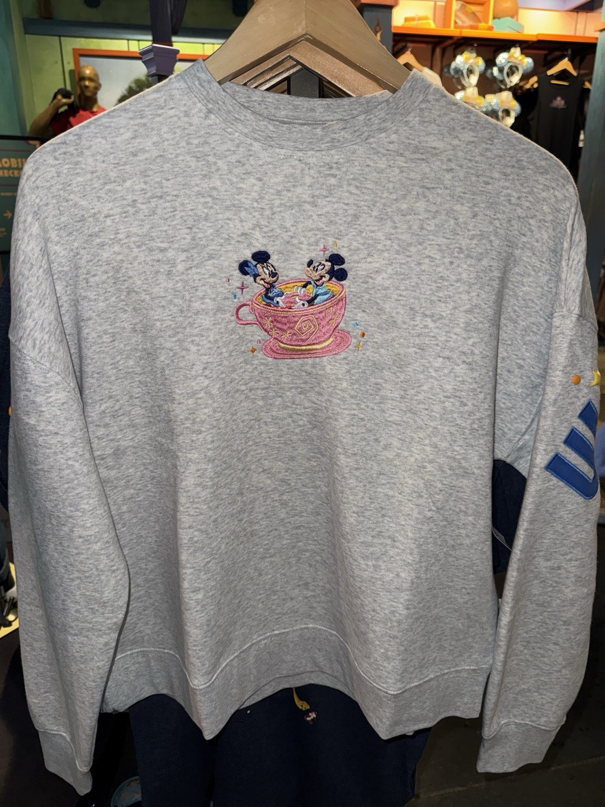 2026 Disney Parks WDW Mickey Minnie Teacup Grey Sweatshirt Adult Sizes NWT