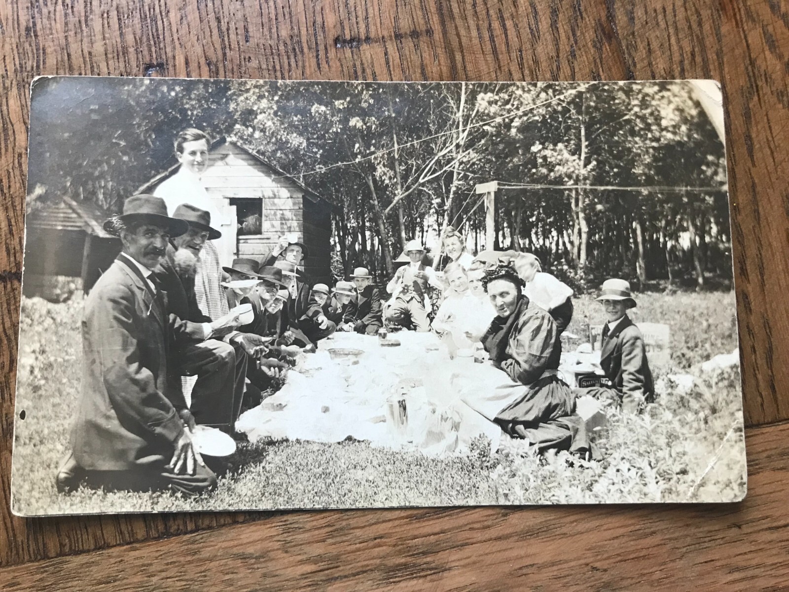 Group of People on Picnic RPPC Postcard