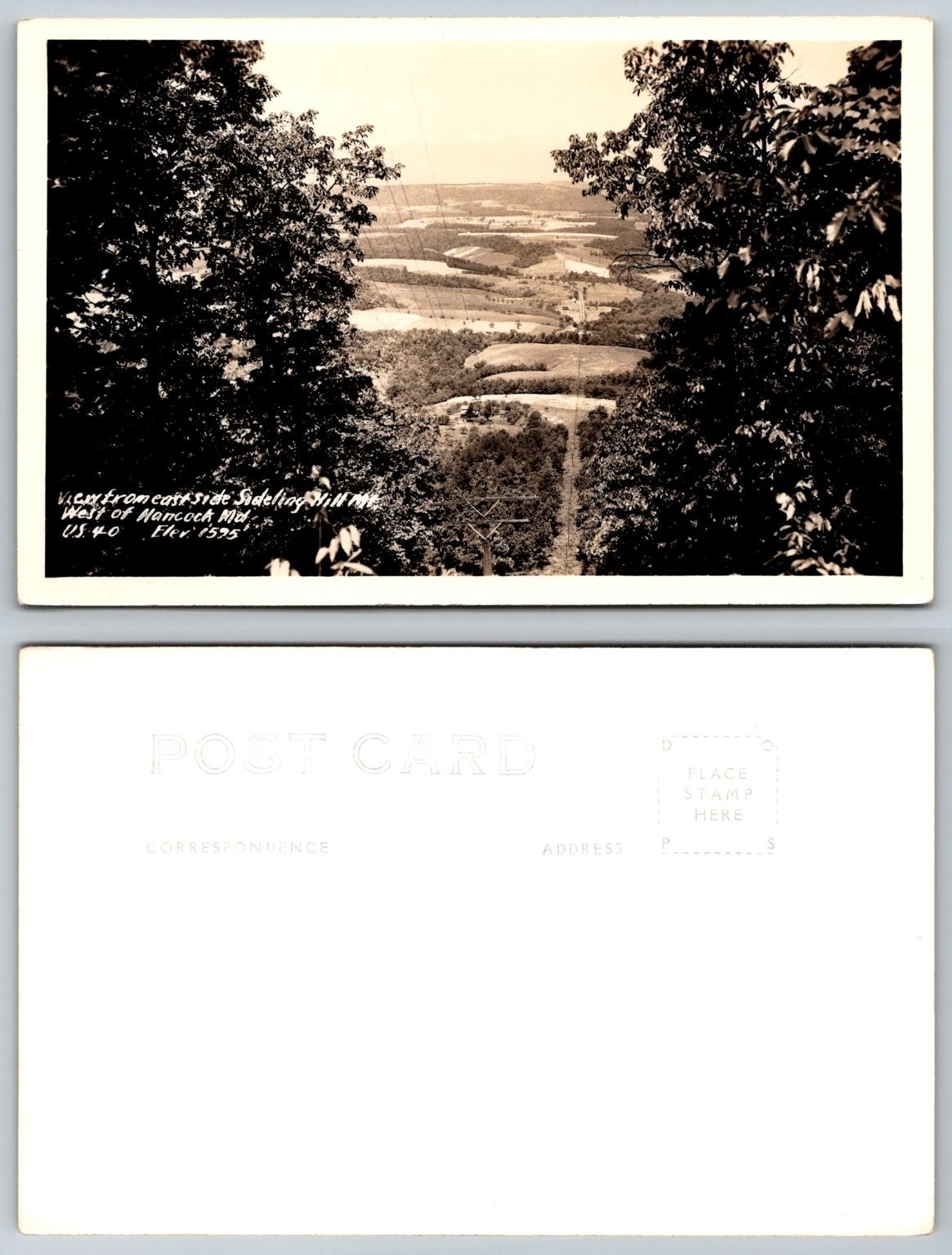 1935 Sideling Hill MD RPPC View West of Hancock US 40 Vintage Postcard