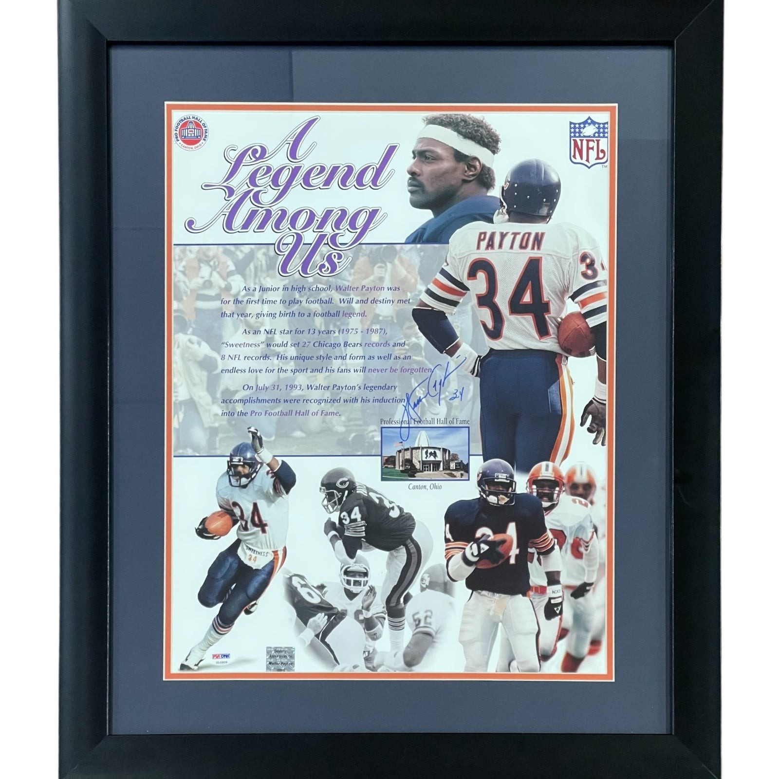 Walter Payton Autographed Chicago Bears \