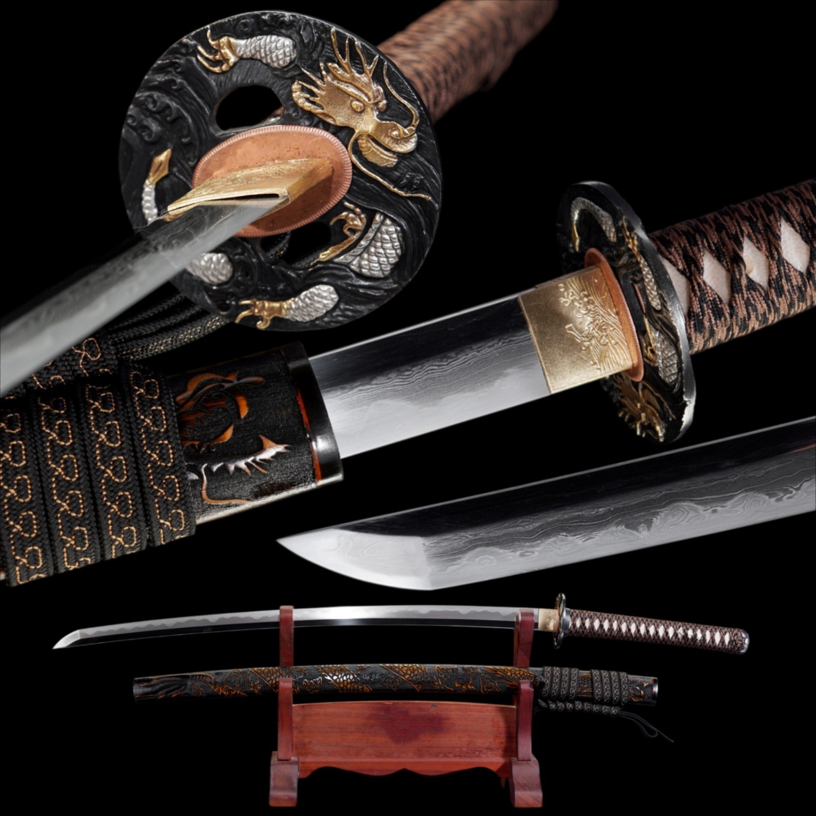 Authentic Hand Forged Kobuse Steel Katana Youlong Clay Tempered Full Tang