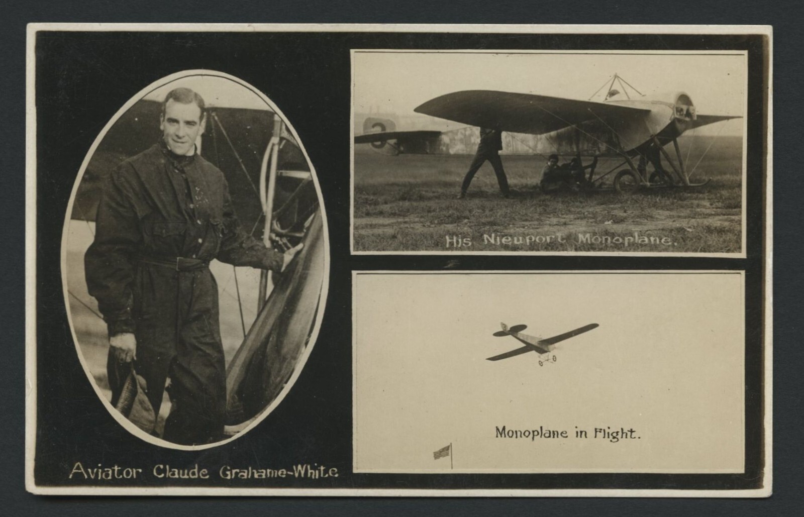 c 1915 Claude Grahame-White Aviation Pioneer monoplane Photo Postcard England