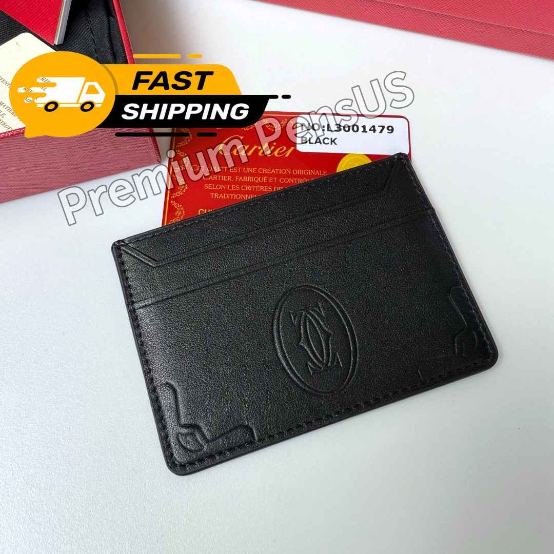 CARTIER Must De Cartier Black Leather Card Holder Wallet Luxury Full Set NOS CARTIER Must De Cartier Black Leather Card Holder Wallet Luxury Full Set NOS