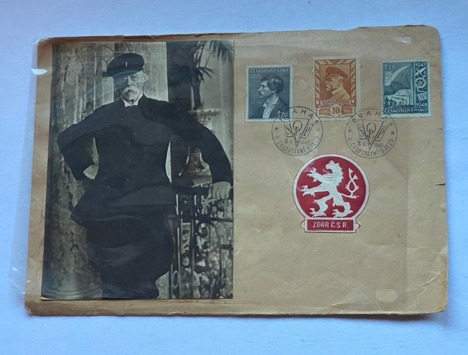 Vintage Ship Captain Photo with Unique Stamps Circa 1940s