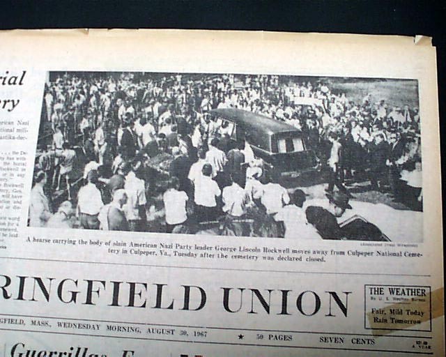 GEORGE LINCOLN ROCKWELL American Nazi Party Neo Nazism BURIAL ? 1967 Newspaper