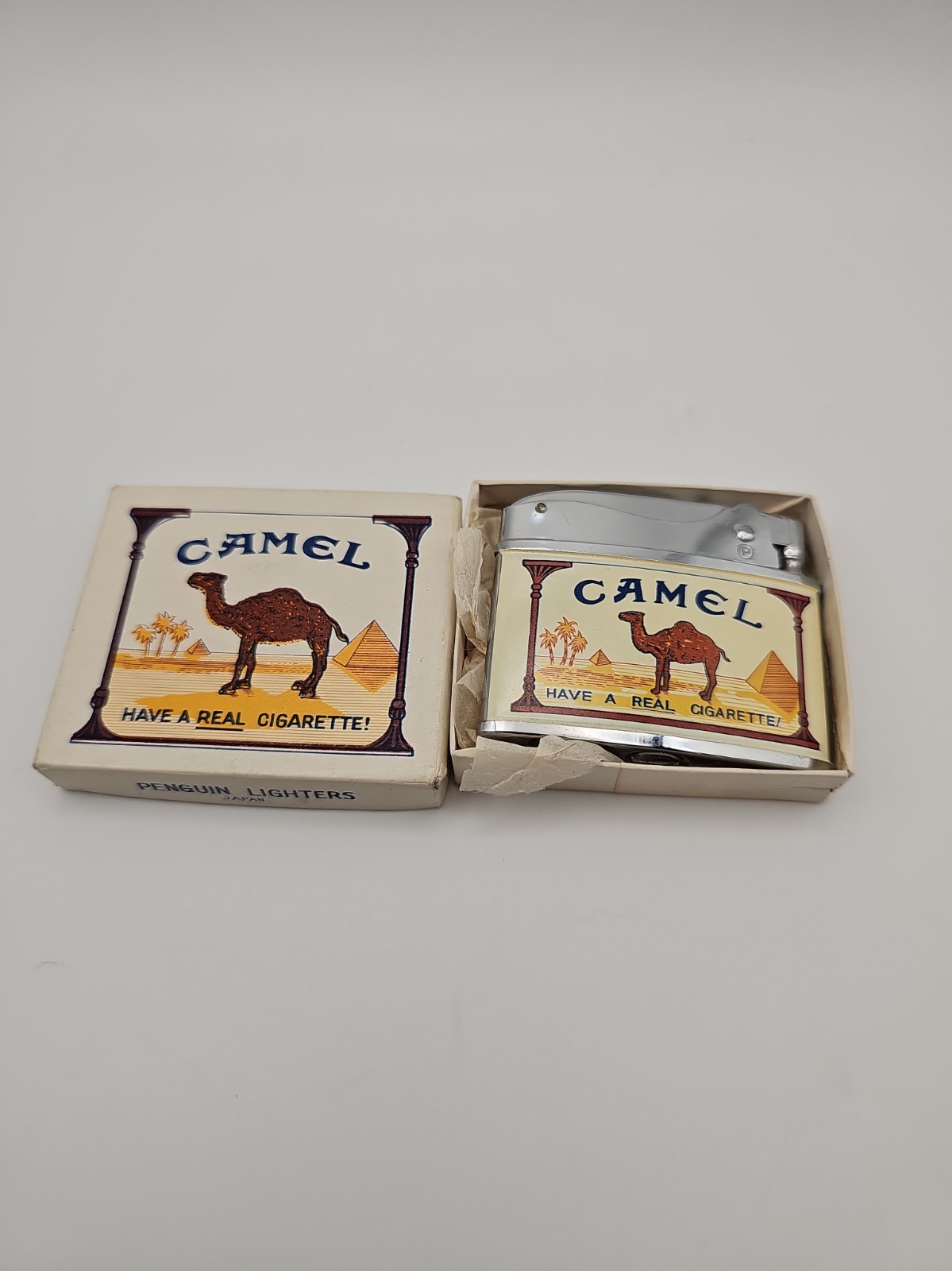 Vintage 1960s Camel Penguin Lighter Have A Real Cigarette NOS w/ Original Box