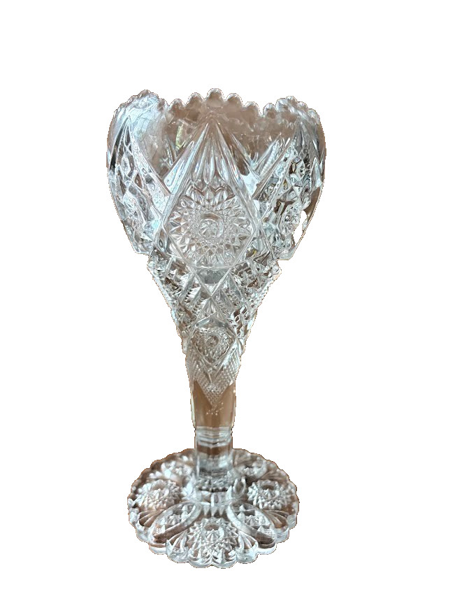 Antique 1909 Thunderbolt Chalice Imperial Nu Cut EAPG Chalice Vase