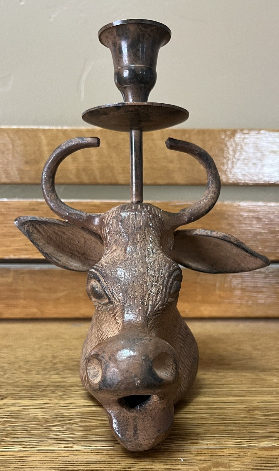 VTG Heavy Metal Hand Crafted Bull Taper Candle Holder Made in India