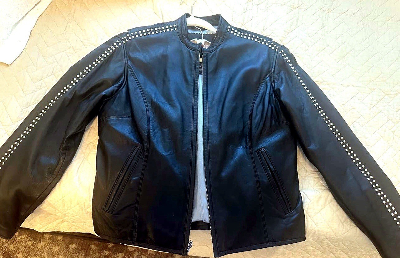 Harley Davidson Women\'s Leather Jacket SW Small Studded Moto An American Legend