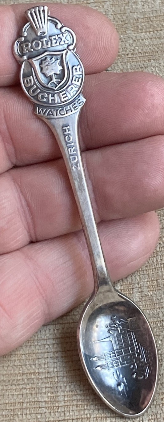 Vintage ROLEX Bucherer Watches Zurich Souvenir Spoon 4.25” \'B10012\' Marked