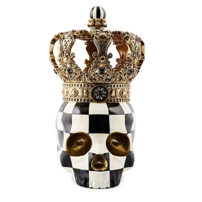 MACKENZIE CHILDS COURTLY CHECK CROWNED SKULL, US Stock, No import Fee