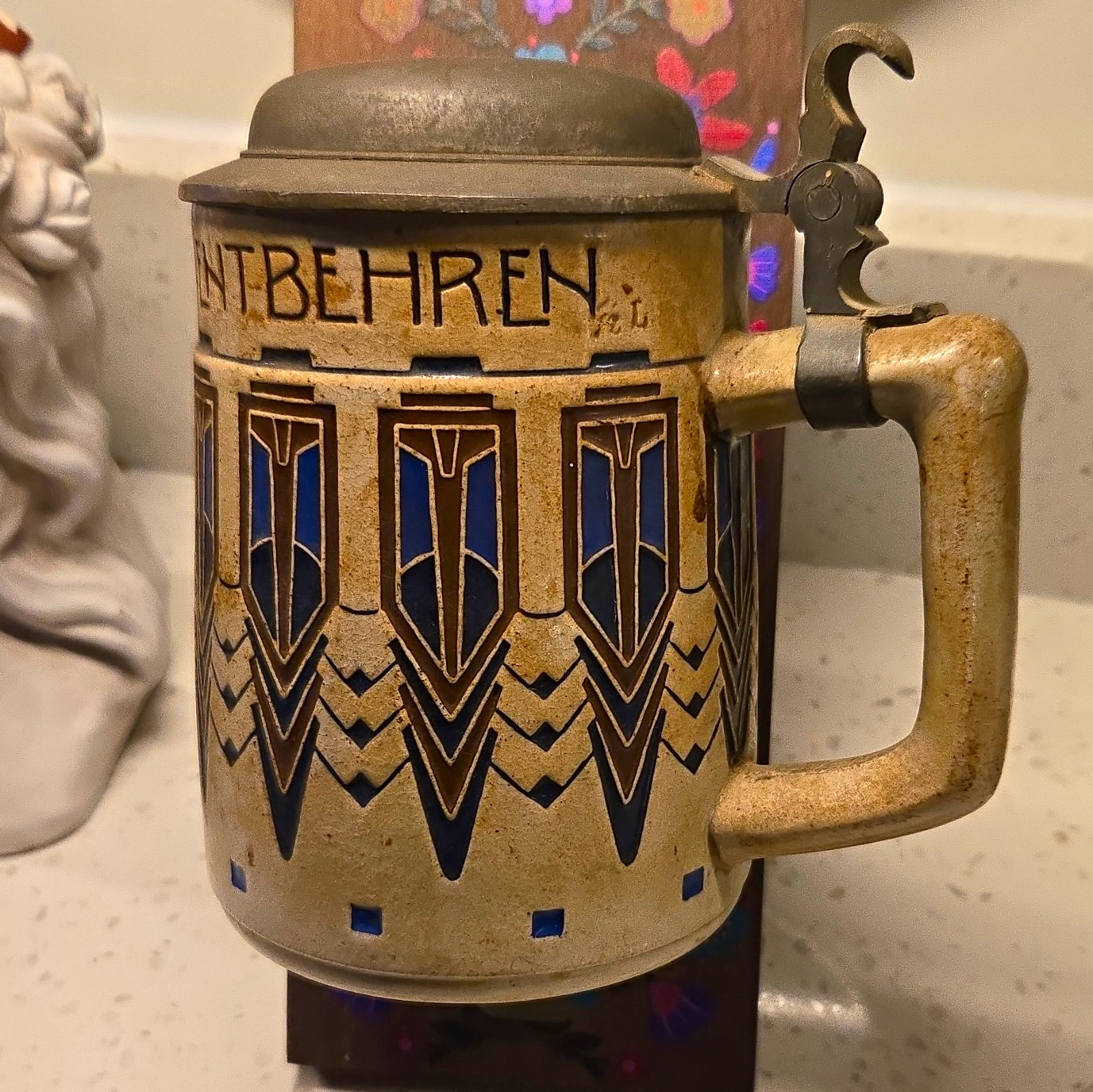 Antique German Beer Stein Marzi Remy 1775 Jugendstil ArtNouveau Karl Goerig 0.5L