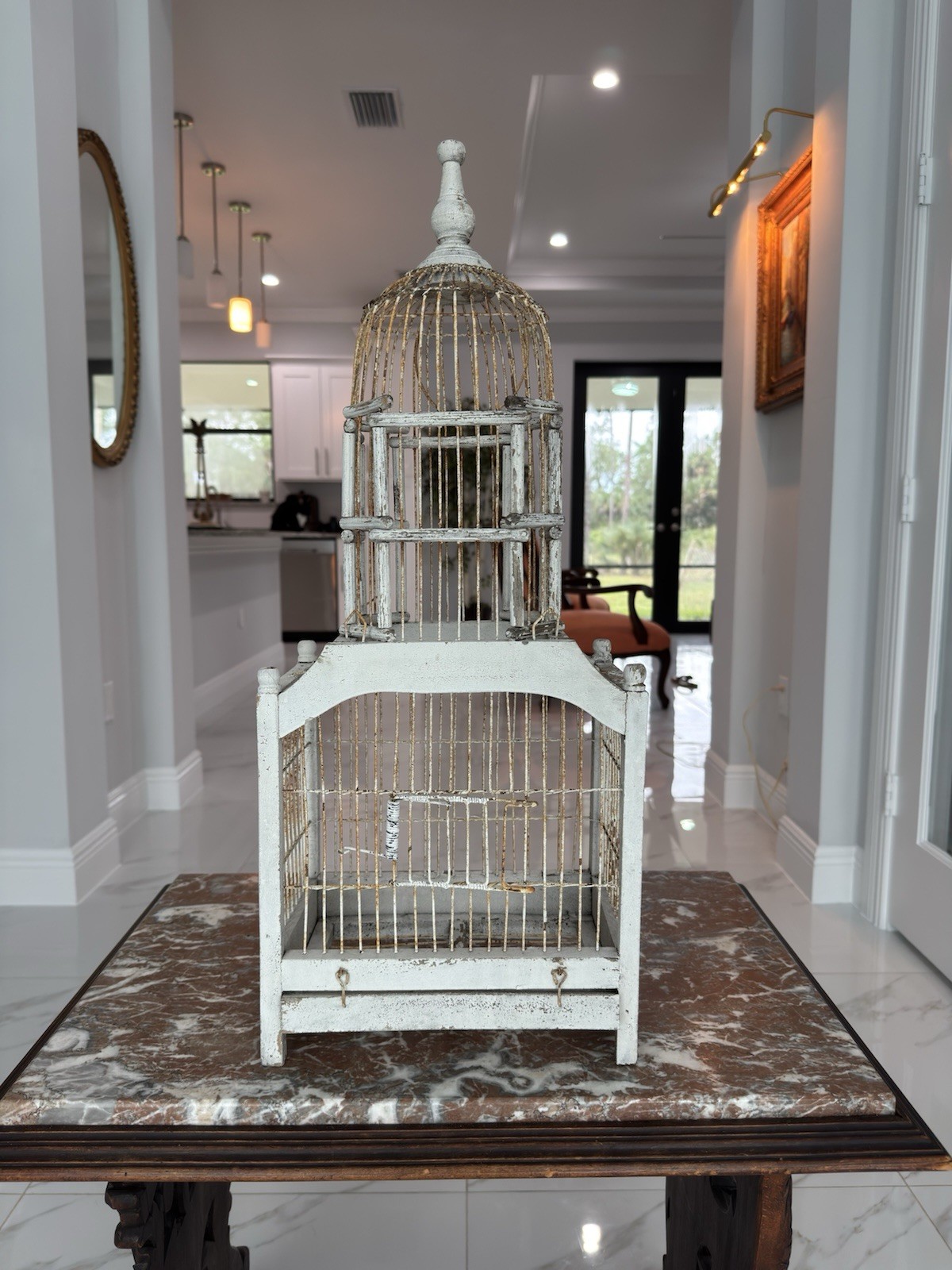 All Original Vintage Victorian 25” Wood & Wire Bird Cage