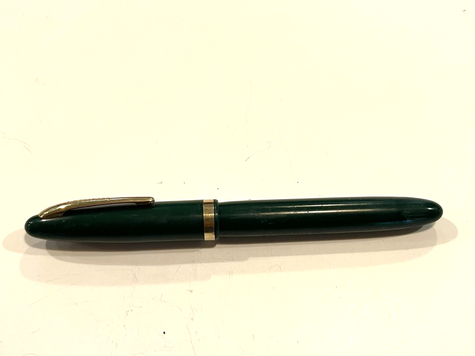 Vintage Sheaffer Touchdown Green Fountain Pen Feather Touch 5 14K Gold Nib