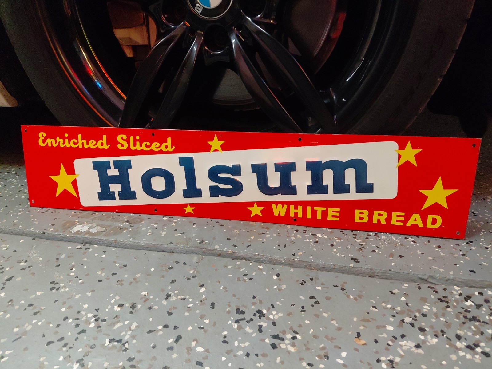 c.1950s Original Vintage Holsum Bread Sign Metal Embossed Grocery Country Clean c.1950s Original Vintage Holsum Bread Sign Metal Embossed Grocery Country Clean
