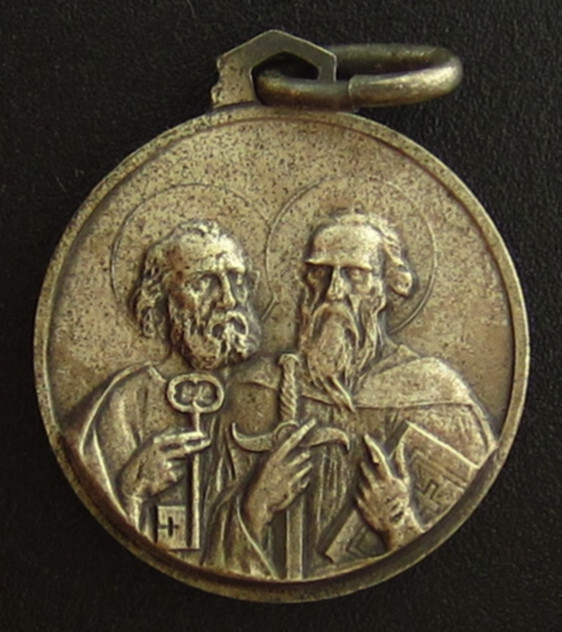 Vintage Saint Peter and Paul Medal Key Sword Petite Medal Small Size