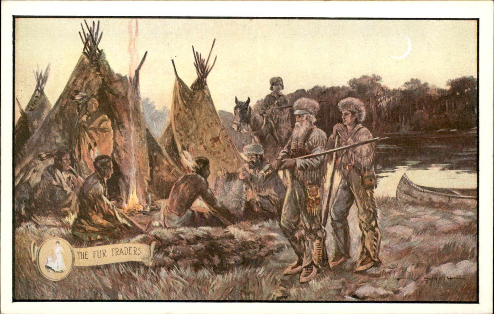 Walk-Over Shoes Advertising FUR TRADERS & NATIVE AMERICAN INDIANS c1910 PC bhn