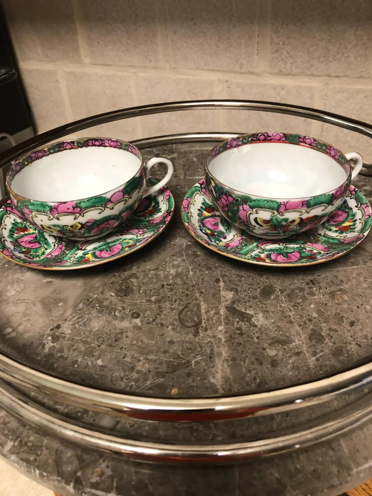 Vintage Rose Medallion Tea Cup/Saucer Set Japanese Porcelain, Hand Painted *Rare