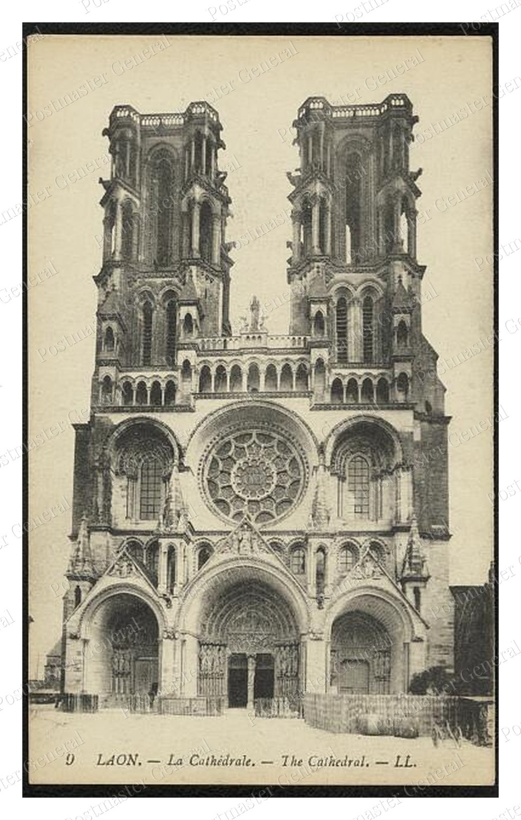 Laon France Cathedral Standard Postcard COPY RPPC