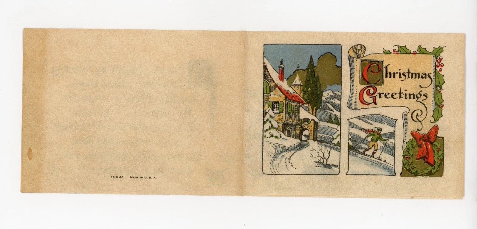 Beautiful Vintage Christmas Card Several Panels C. 1910 Christmas Greetings