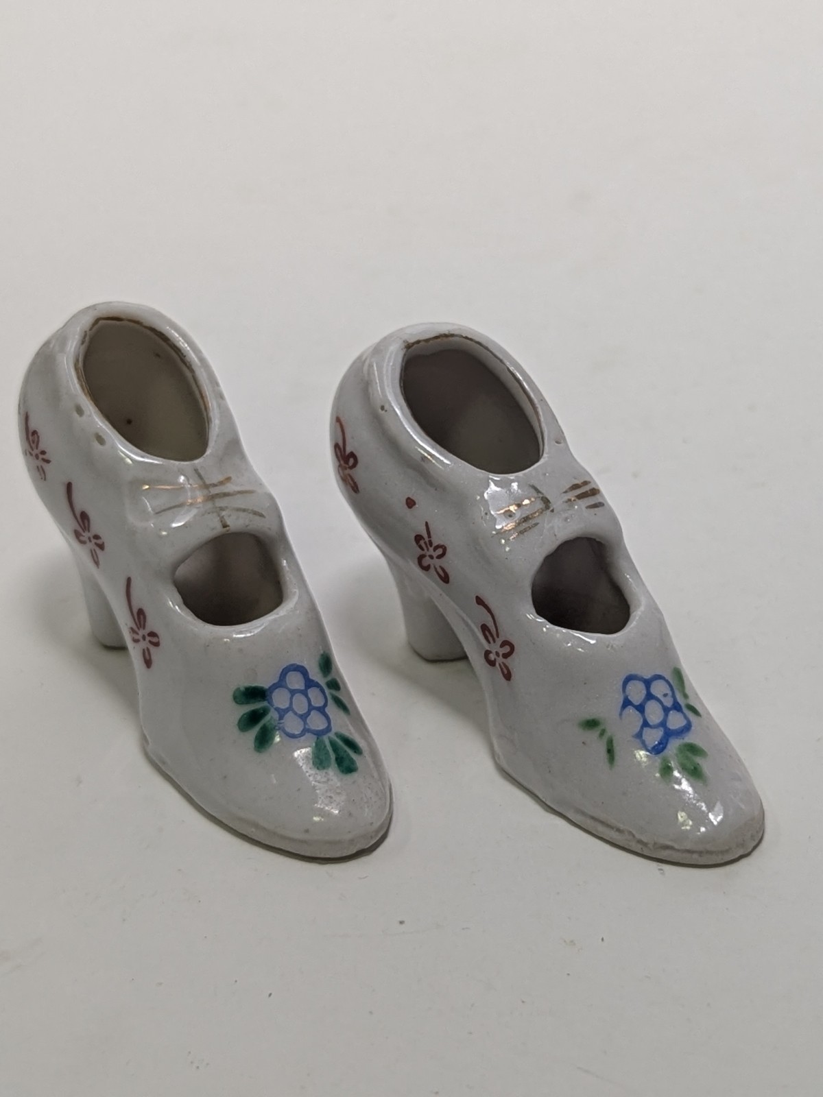 Vintage Hand Painted Porcelain Pair of Shoes from  Japan