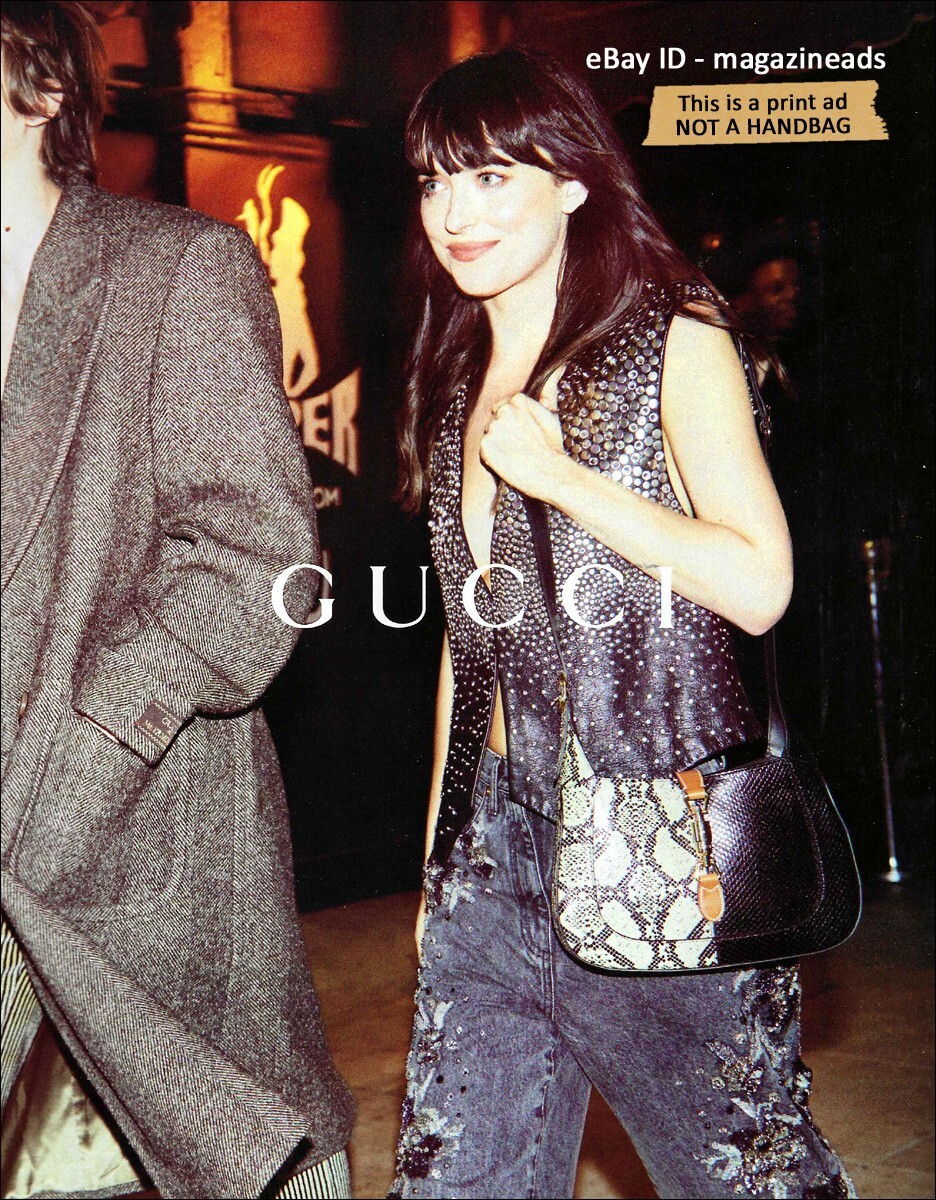GUCCI Handbags 3-Pg PRINT AD 2023 DAKOTA JOHNSON jackie 1961 bag TARYN SLATTERY