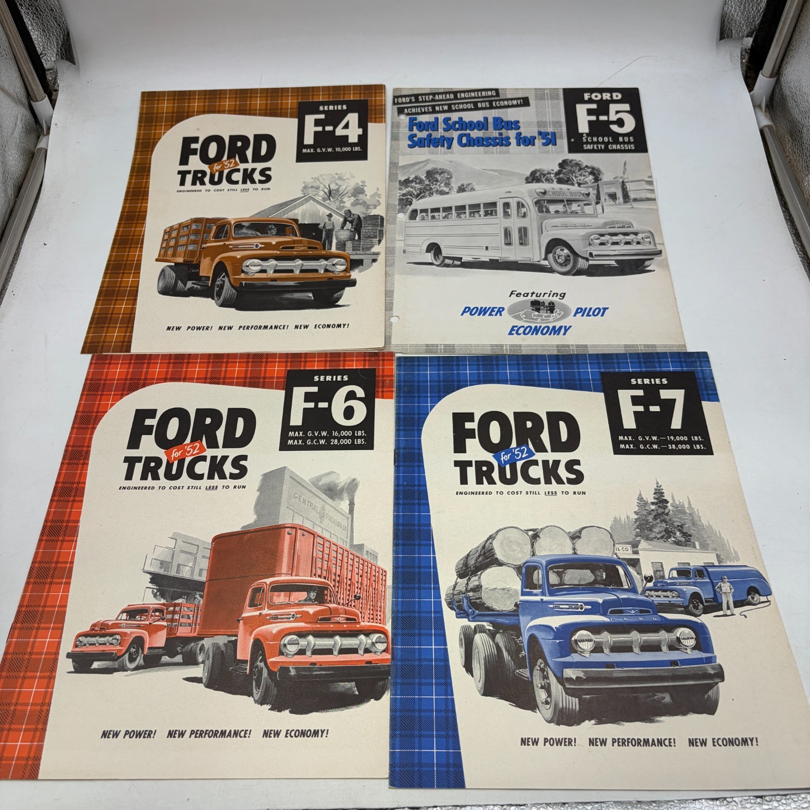 1951 1952 Ford Truck Sales Brochure Lot 4 F4 F6 F7 F5 School Bus Original