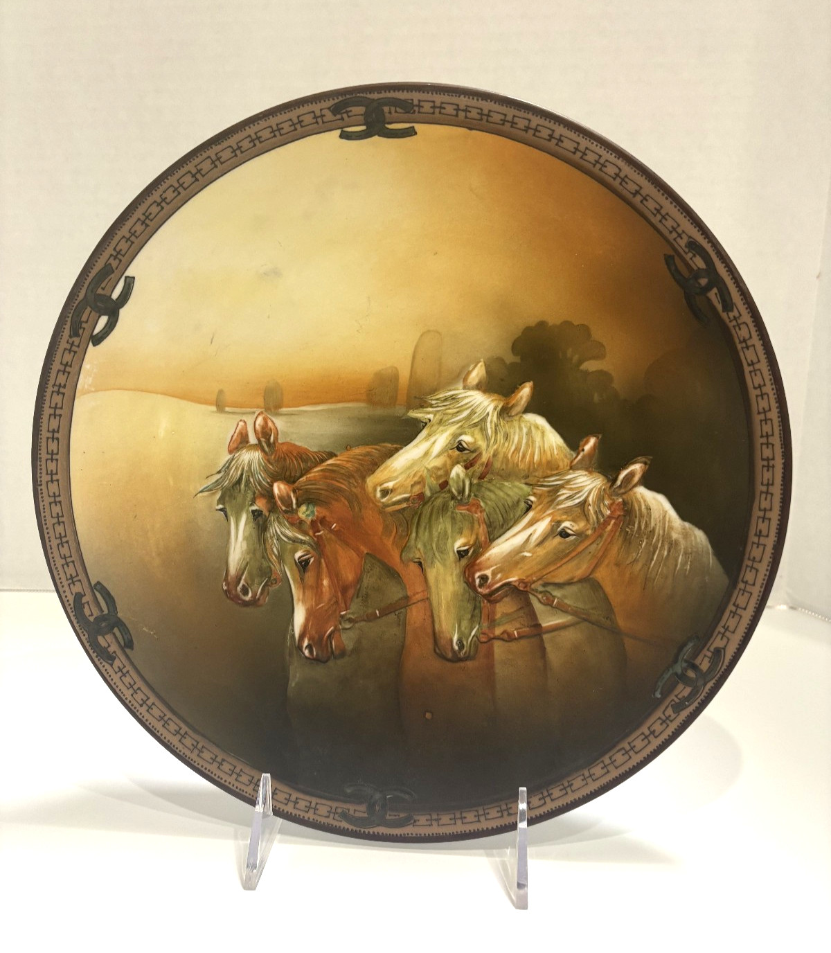 Antique Morimura Brothers Nippon Blown-Out Relief Molded 5-Horses Plaque