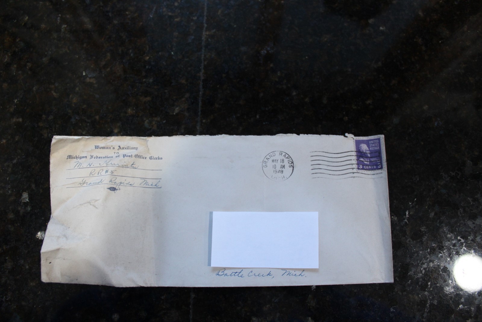 Vintage 1948 Handwritten Letter On Parchment paper Woman\'s Auxiliary Michigan