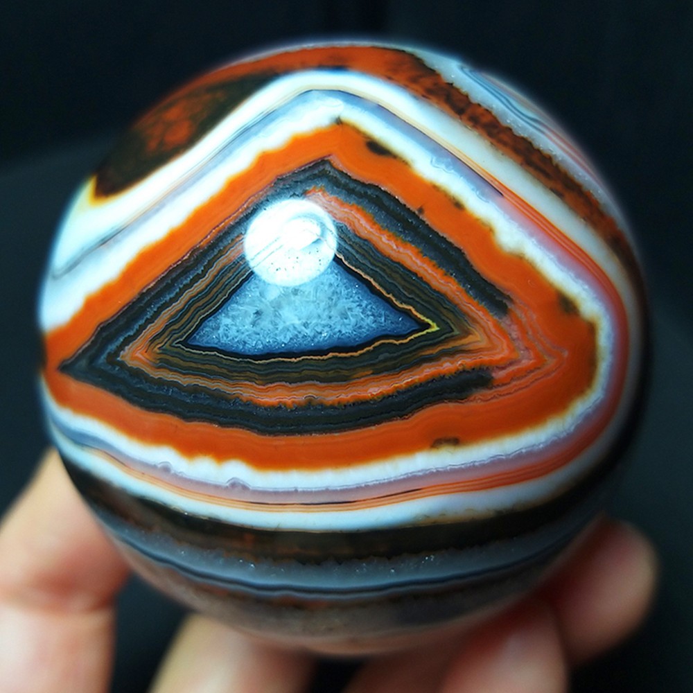 RARE 279G 57mm Natural Polished Silk Banded Lace Agate Ball Madagascar C1259