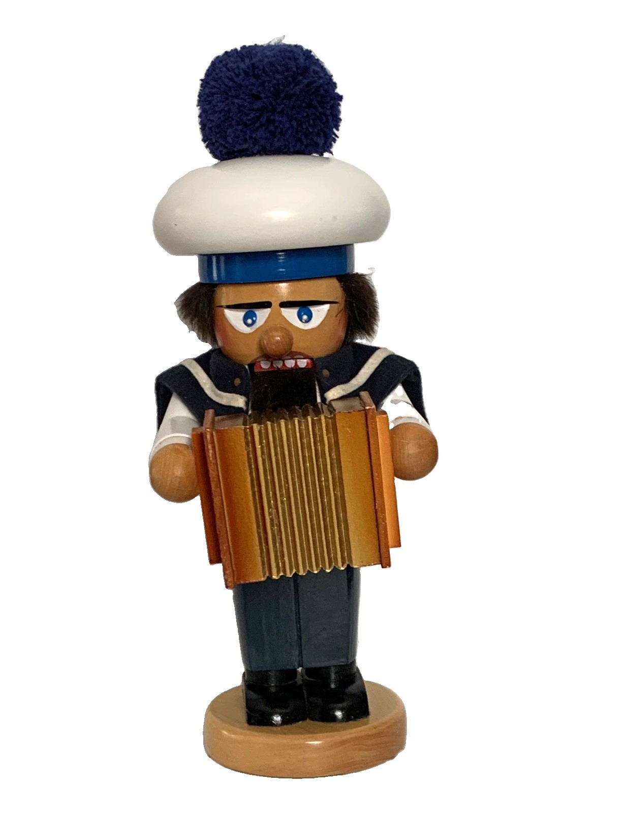 Steinbach Volkskunst Nutcracker Sailor w/Accordion Germany Handmade Wood MPN 050