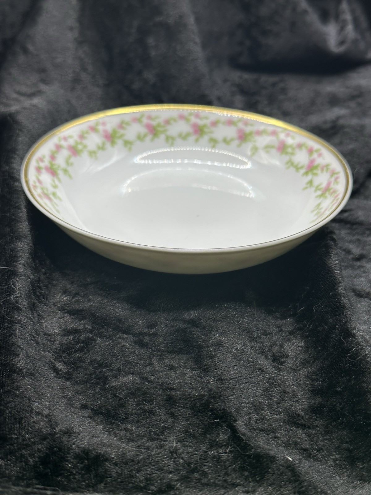 Vintage CH Field Haviland Limoges GDA France 5” Berry Bowl Pink Floral Gold
