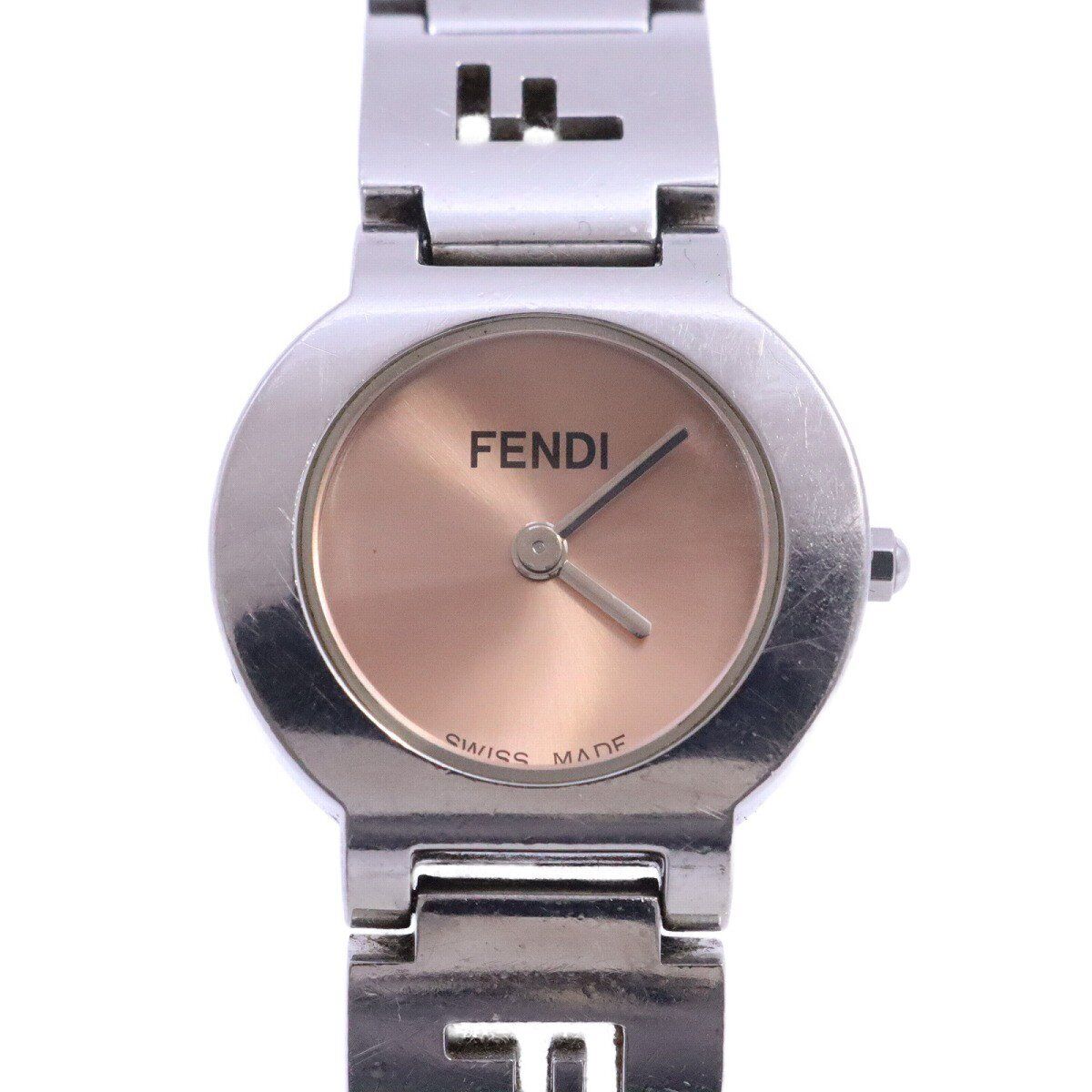 Fendi 3050L Breath Watch Quartz Ladies Pink Dial Genuine Ss Belt